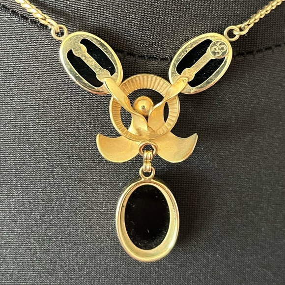 Vintage Van Dell 1/20 12K Gold Filled Black Opal Necklace and Earrings - Picture 10 of 15